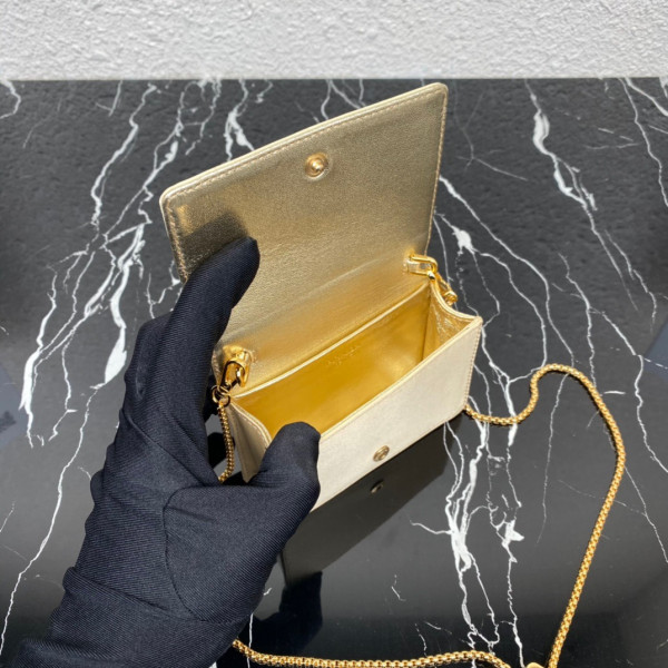 Pra*a cardholder with shoulder strap and crystals